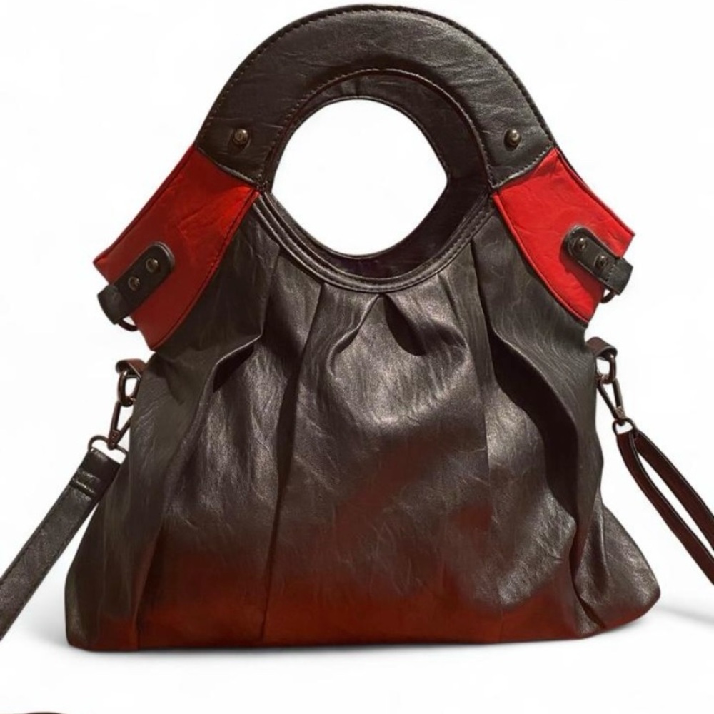 Elegant Black and Red Women's Handbag